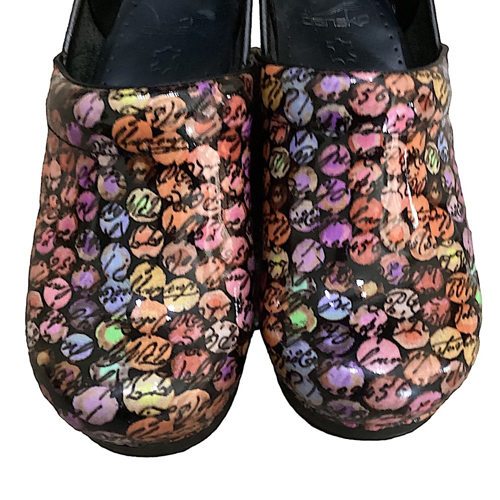 Dansko Viola Dot Cursive Multicolored Clogs 37-7 - image 5